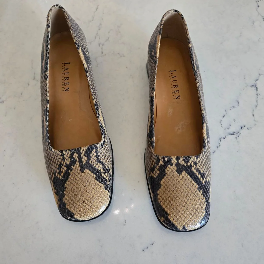 Lauren Ralph Lauren Womens Classic Block Heel Square Toe Pumps Sz 7.5 #WG1186 - Picture 1 of 9